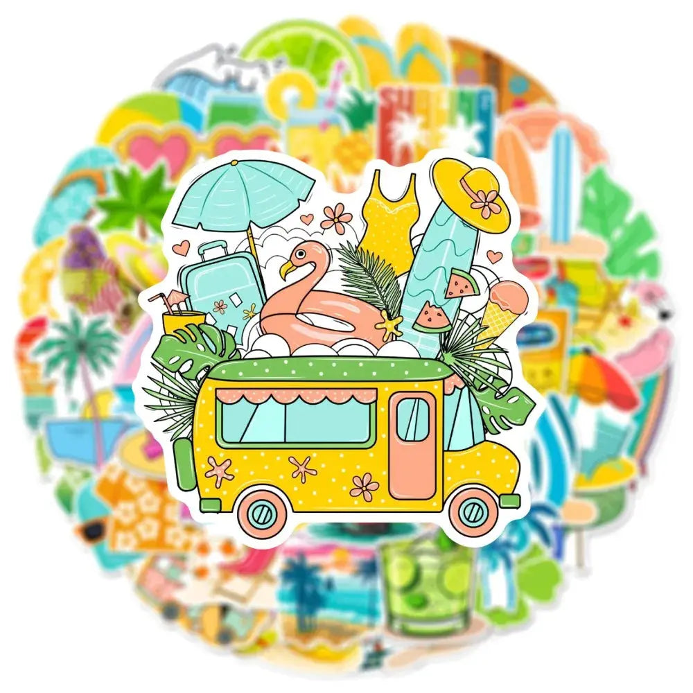 50’li Yaz Tatili Plaj Sticker Seti | Sticker Master - Sticker Master