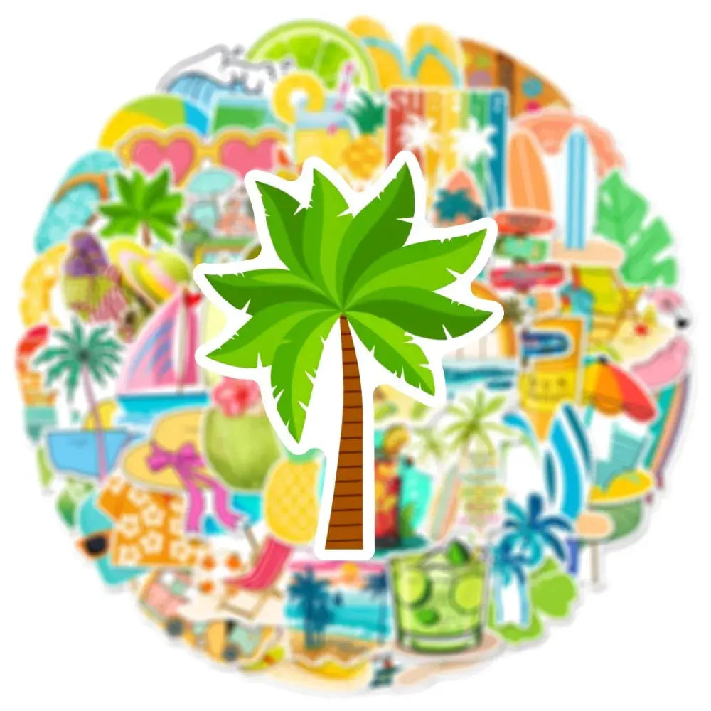 50’li Yaz Tatili Plaj Sticker Seti | Sticker Master - Sticker Master