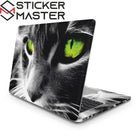 Yeşil Gözlü Kedi Laptop Sticker Kedi 8 Siyah Beyaz Kaplama | Sticker Master