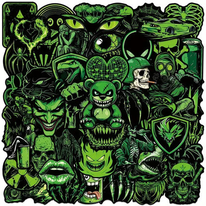 Sticker Master 50 Adet Kafatası Ayı -Canavar Graffiti Sticker Seti – Su Geçirmez Çıkartma Paketi Laptop, Telefon, Kask, Bavul ve Kaykay İçin - Sticker Master