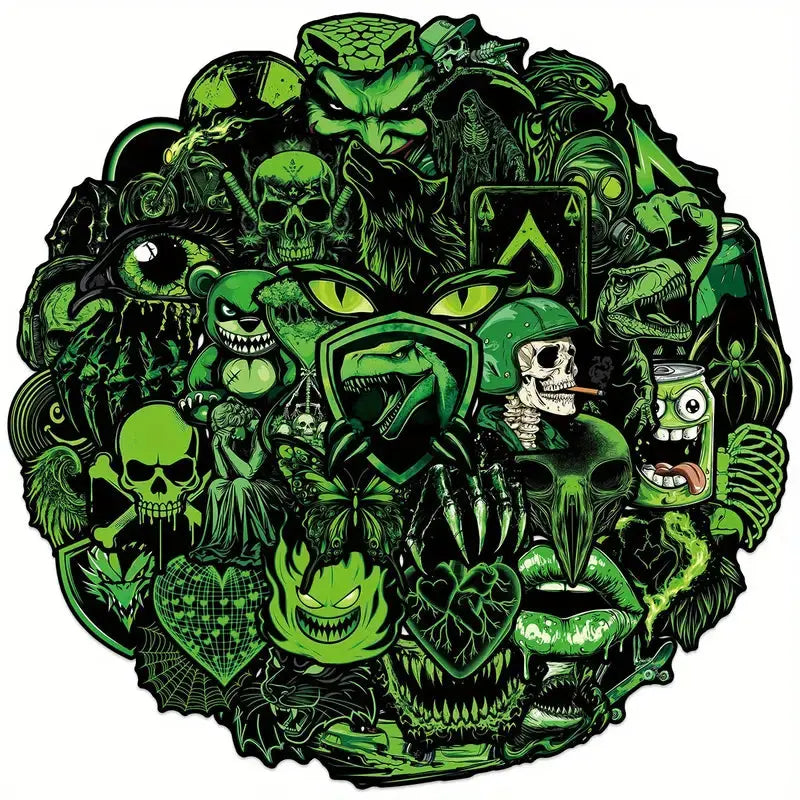 Sticker Master 50 Adet Kafatası Ayı -Canavar Graffiti Sticker Seti – Su Geçirmez Çıkartma Paketi Laptop, Telefon, Kask, Bavul ve Kaykay İçin - Sticker Master