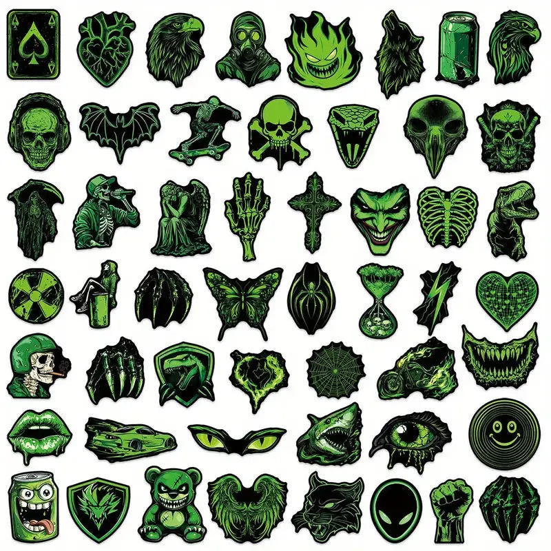 Sticker Master 50 Adet Kafatası Ayı -Canavar Graffiti Sticker Seti – Su Geçirmez Çıkartma Paketi Laptop, Telefon, Kask, Bavul ve Kaykay İçin - Sticker Master