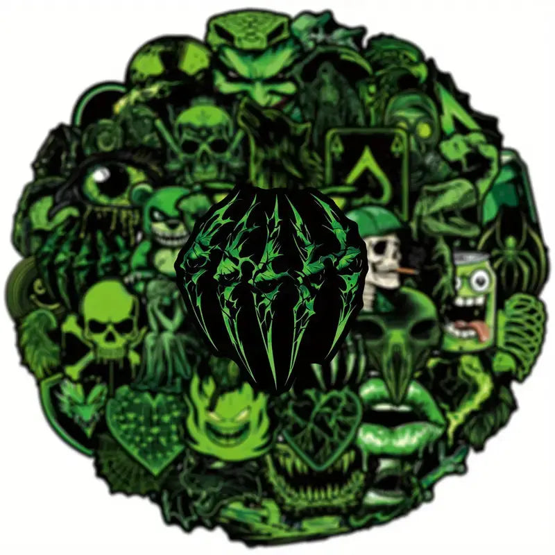 Sticker Master 50 Adet Kafatası Ayı -Canavar Graffiti Sticker Seti – Su Geçirmez Çıkartma Paketi Laptop, Telefon, Kask, Bavul ve Kaykay İçin - Sticker Master