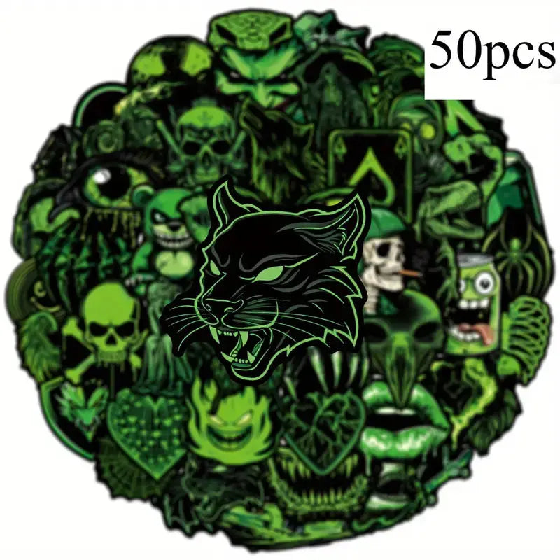 Sticker Master 50 Adet Kafatası Ayı -Canavar Graffiti Sticker Seti – Su Geçirmez Çıkartma Paketi Laptop, Telefon, Kask, Bavul ve Kaykay İçin - Sticker Master