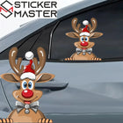 Yılbaşı Araba Sticker | Noel Baba Şapkalı Geyik Cam Dekoru