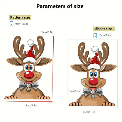 Yılbaşı Araba Sticker | Noel Baba Şapkalı Geyik Cam Dekoru Sticker Master