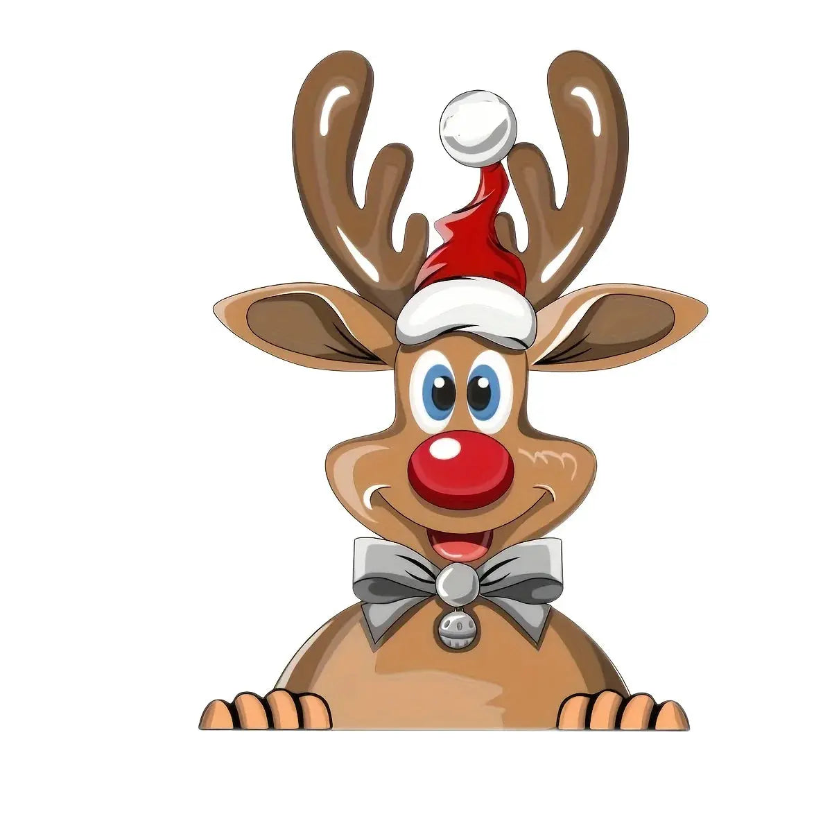 Yılbaşı Araba Sticker | Noel Baba Şapkalı Geyik Cam Dekoru Sticker Master