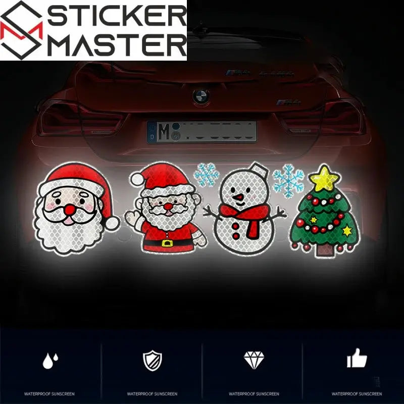 Yılbaşı Araç Sticker Seti | Çizik Kapatıcı Noel Baba ve Kardan Adam Figürleri Sticker Master