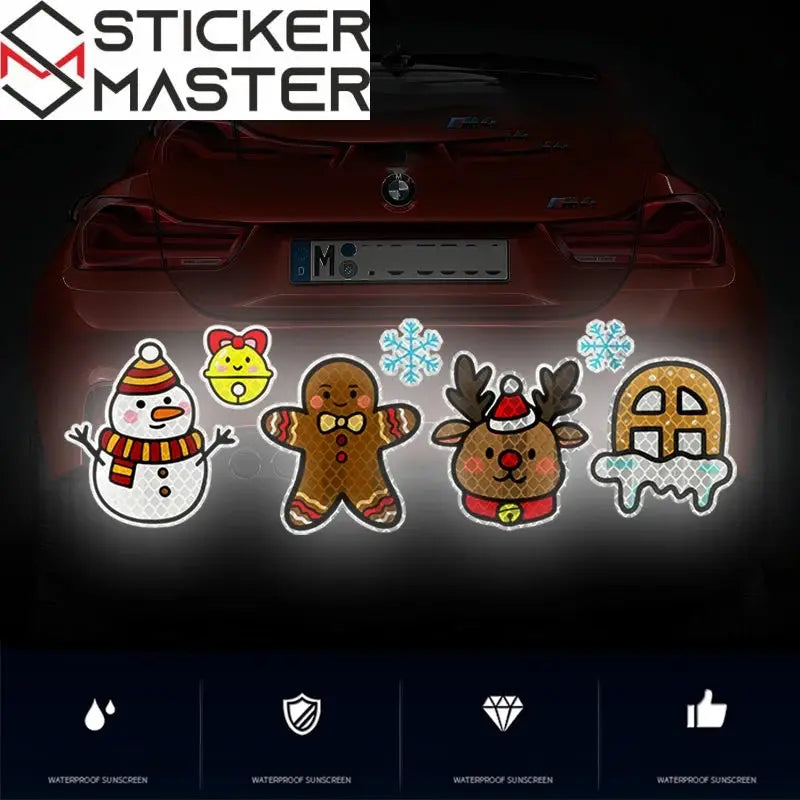 Yılbaşı Araç Sticker Seti | Çizik Kapatıcı Noel Baba ve Kardan Adam Figürleri Sticker Master