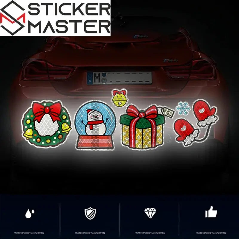 Yılbaşı Araç Sticker Seti | Çizik Kapatıcı Noel Baba ve Kardan Adam Figürleri Sticker Master