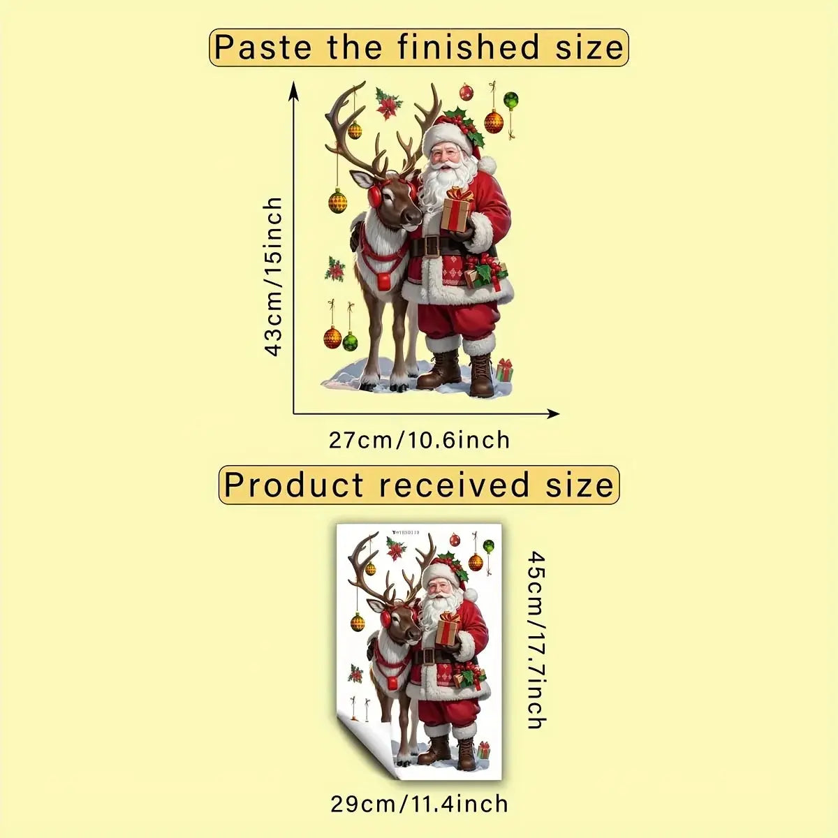 Yılbaşı Cam Stickerı - Noel Baba ve Geyik Desenli (Çift Taraflı) - Sticker Master