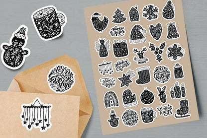 30 Adet Yılbaşı Christmas JDM Araba Stickers Motor Bisiklet Laptop Sticker Etiket Çıkartma Sticker Master