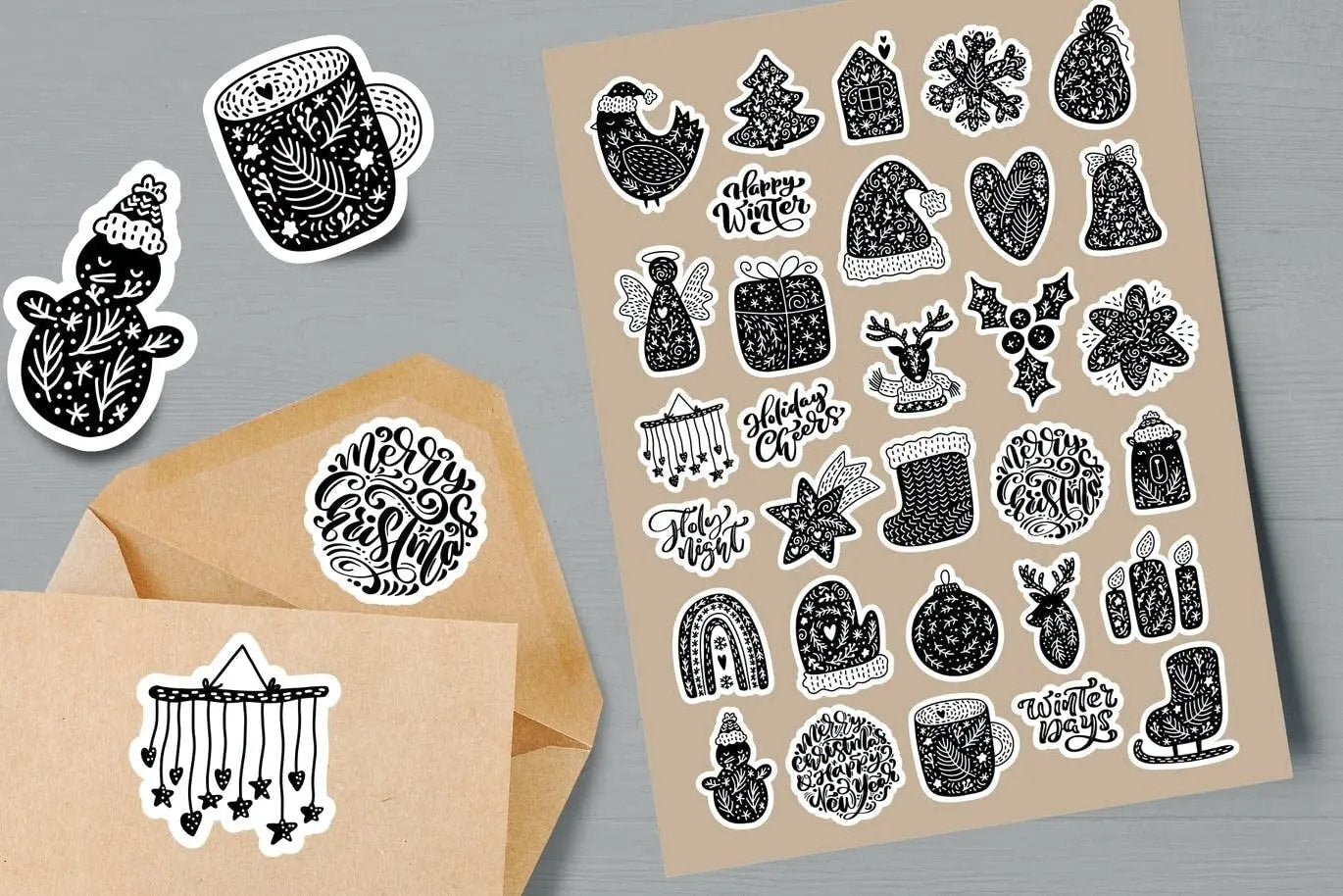 30 Adet Yılbaşı Christmas JDM Araba Stickers Motor Bisiklet Laptop Sticker Etiket Çıkartma Sticker Master