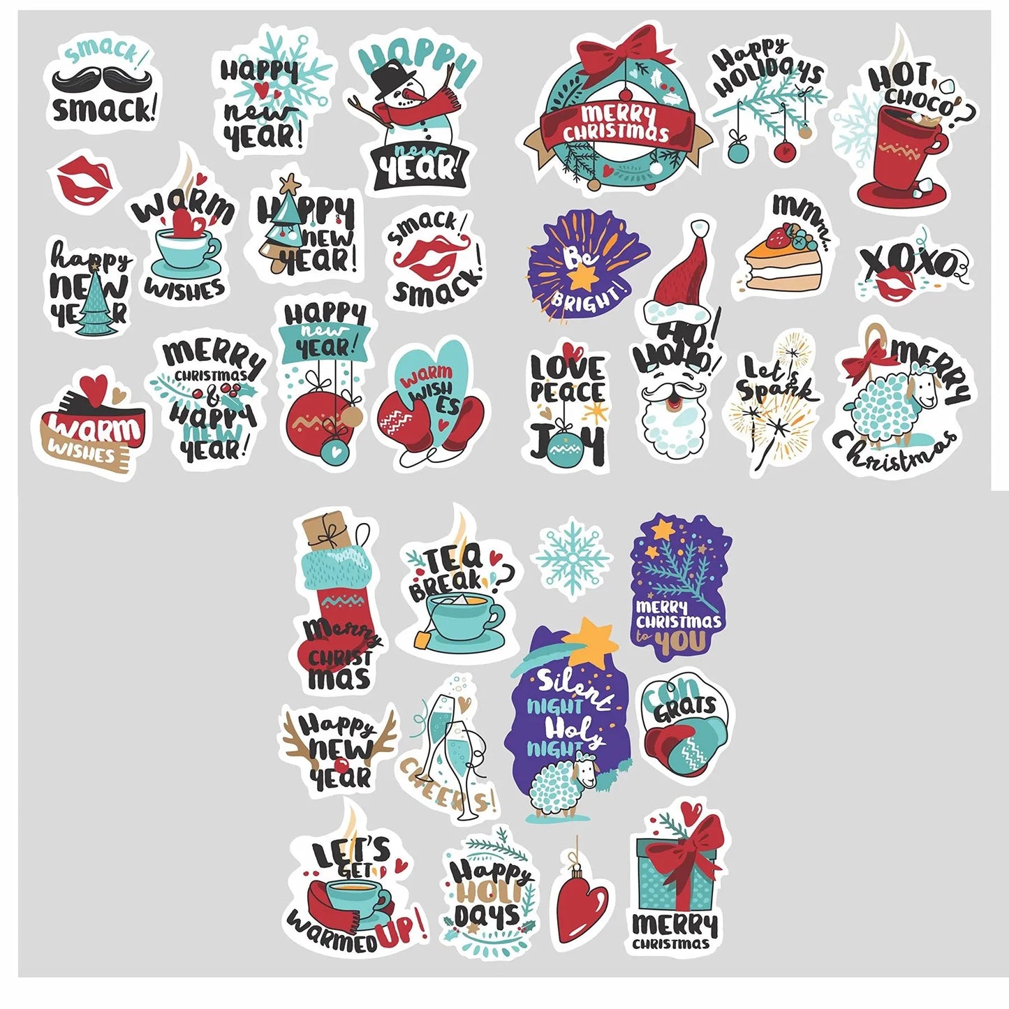 100 Adet Yılbaşı Christmas Graffiti JDM Araba Stickers Motor Bisiklet Laptop Sticker Etiket Çıkartma