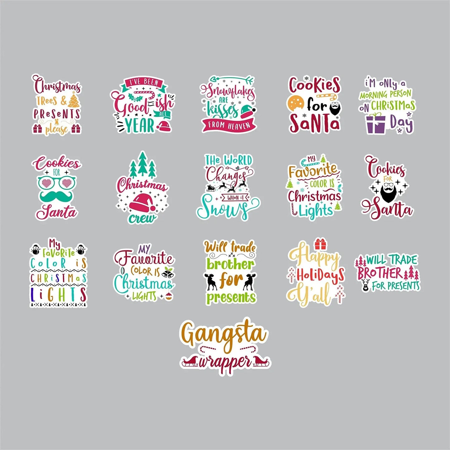 100 Adet Yılbaşı Christmas Graffiti JDM Araba Stickers Motor Bisiklet Laptop Sticker Etiket Çıkartma