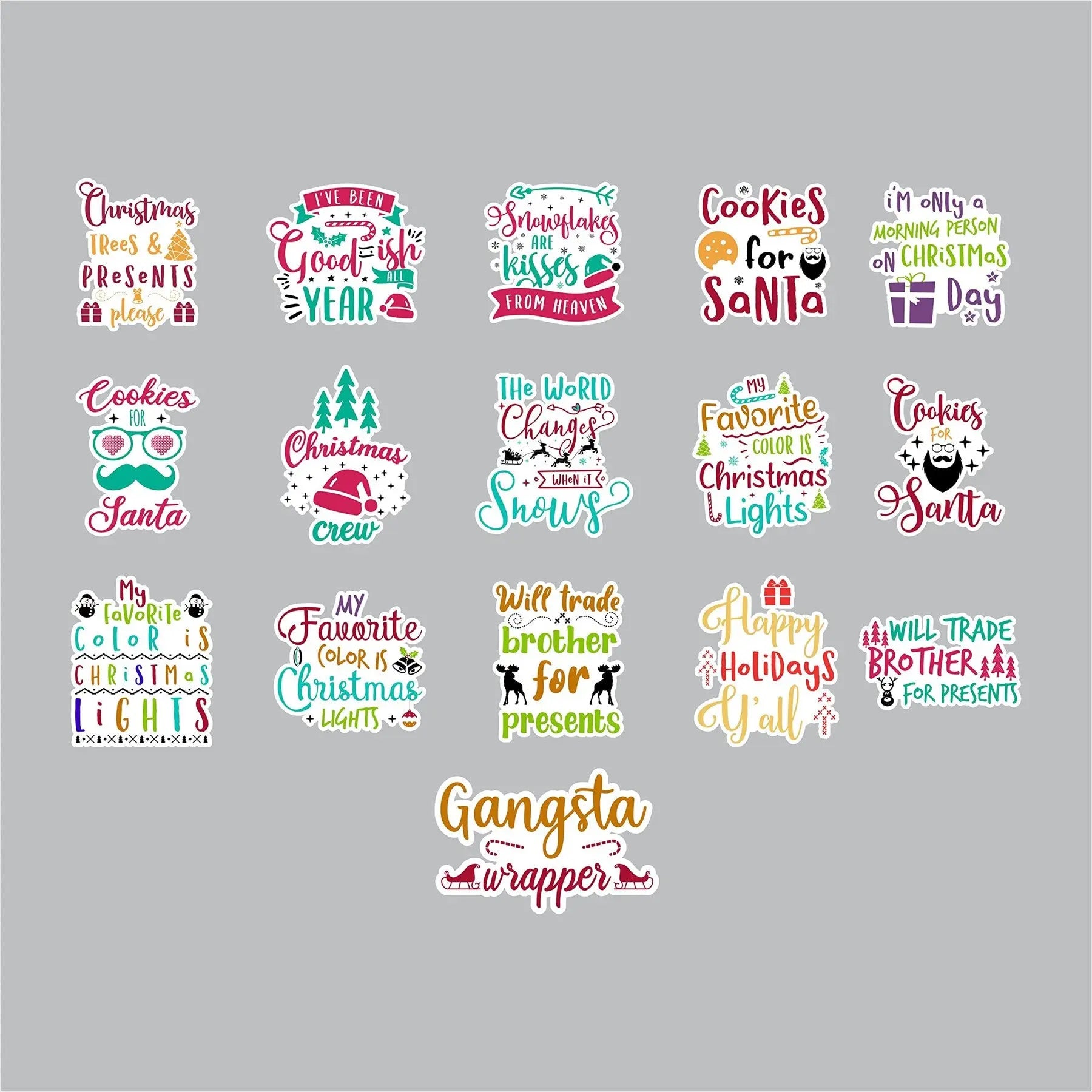 100 Adet Yılbaşı Christmas Graffiti JDM Araba Stickers Motor Bisiklet Laptop Sticker Etiket Çıkartma