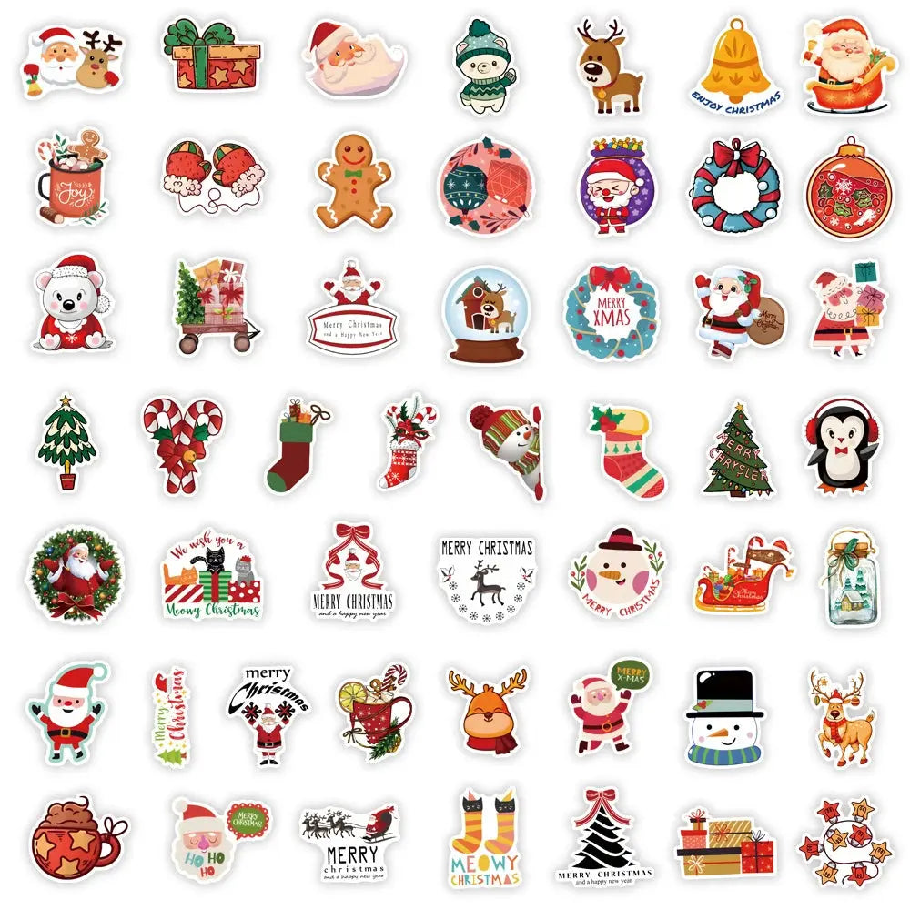 Yılbaşı Sticker Seti 50 Parça Noel Baba ve Geyik | Sticker Master - Sticker Master