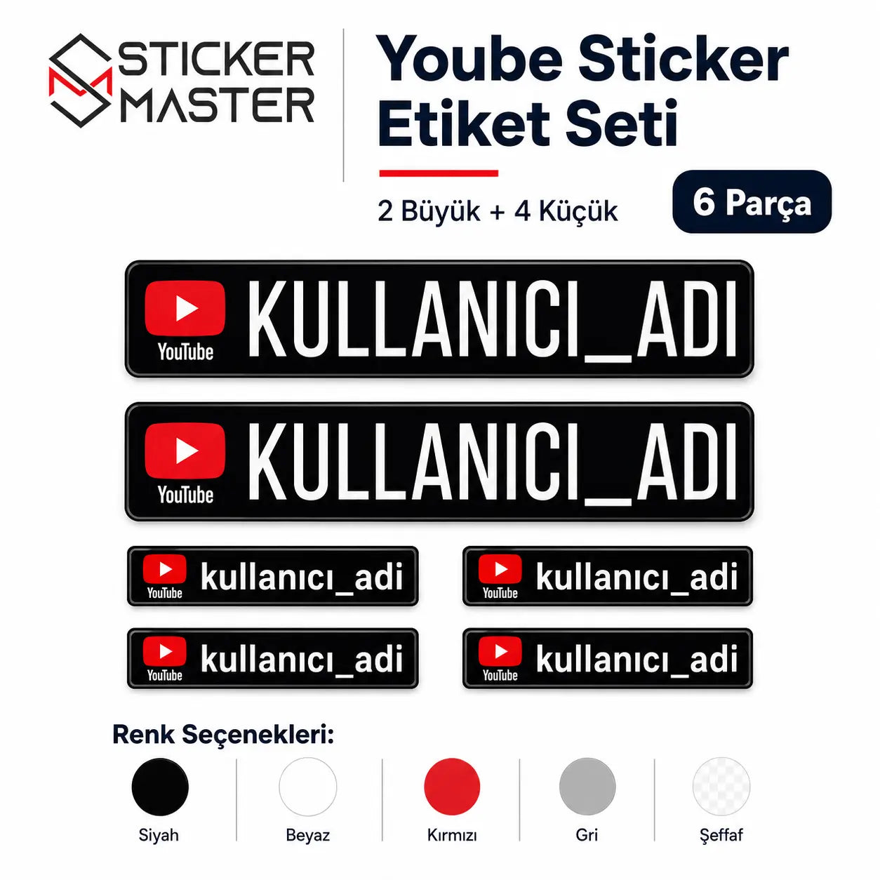 YouTube Sticker Seti 6 Parça