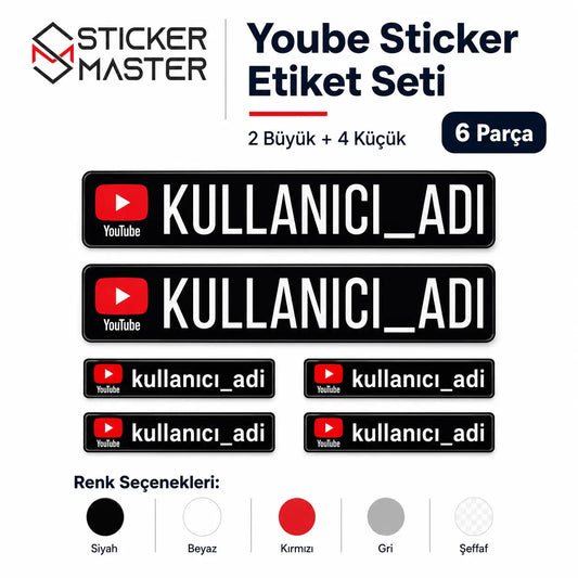 YouTube Sticker Seti 6 Parça