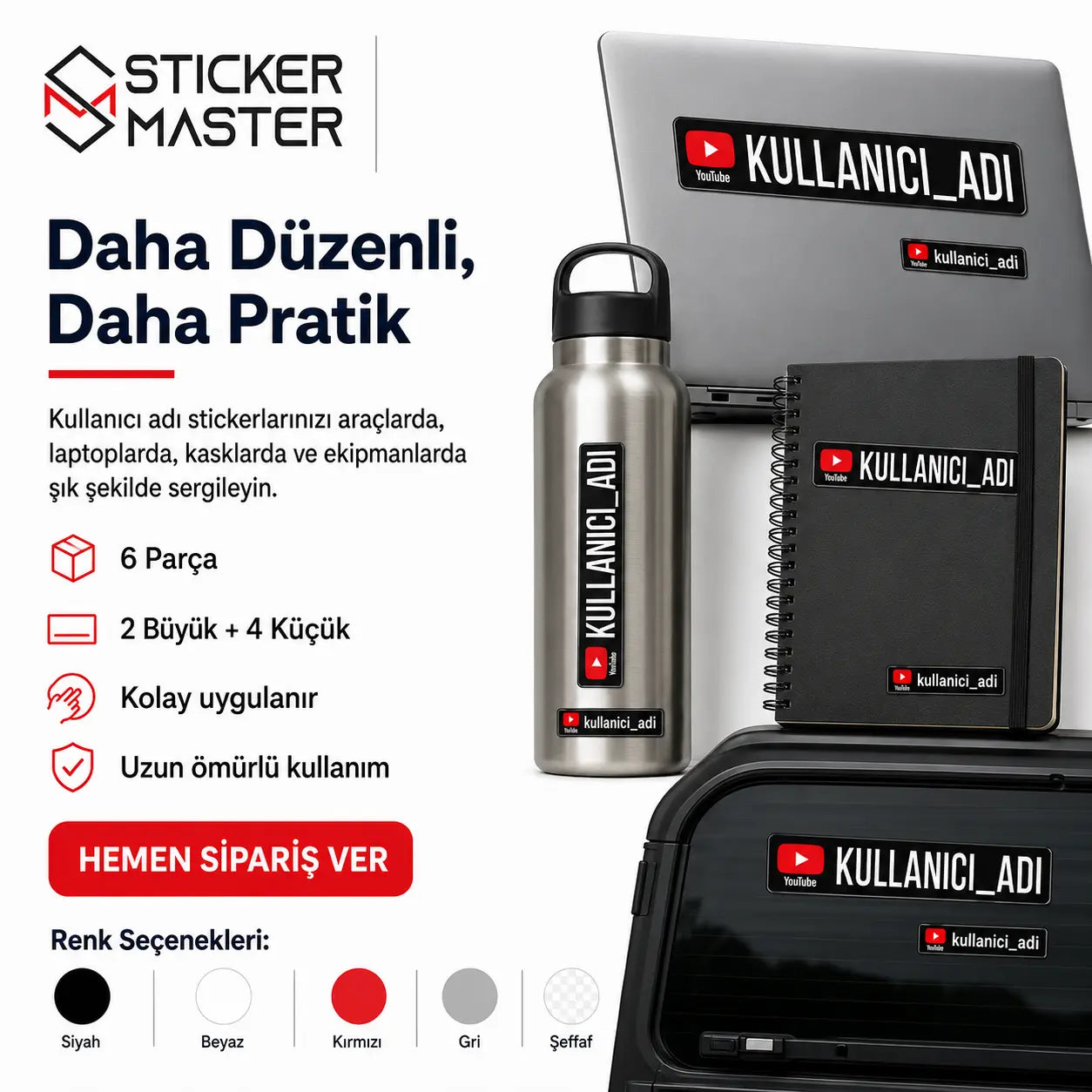 YouTube Sticker Seti 6 Parca detaylar