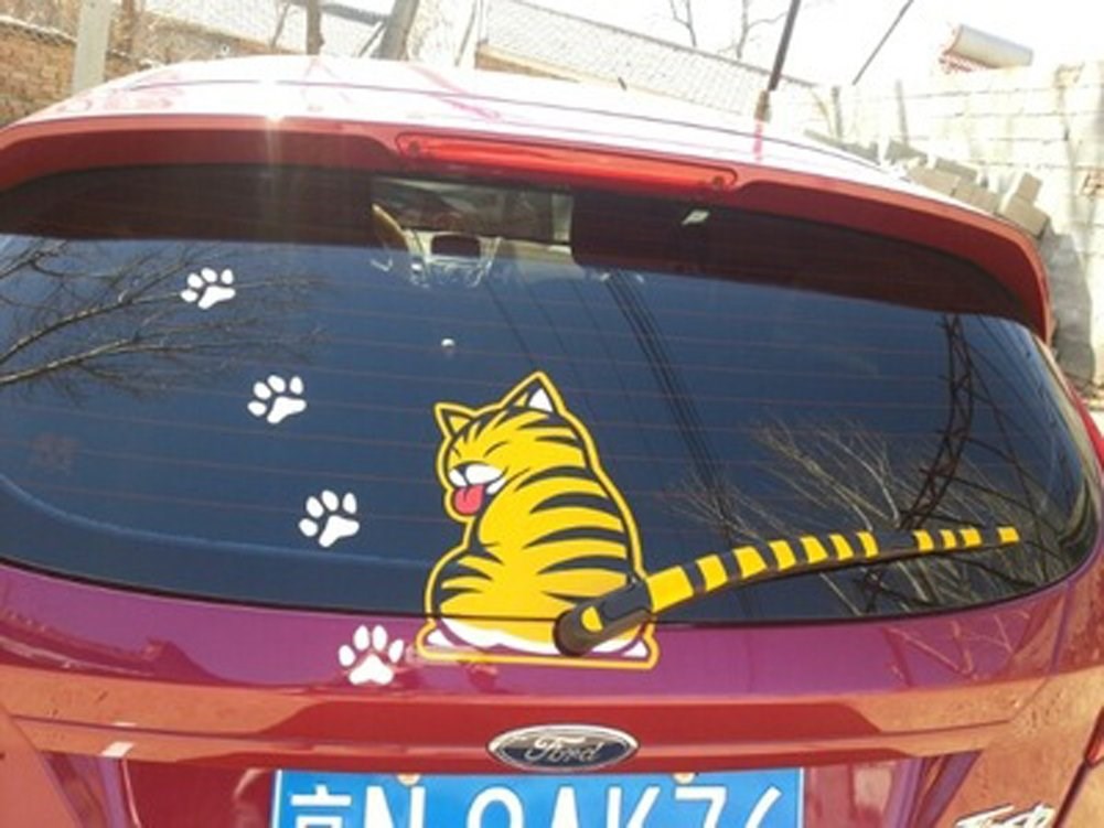 Sticker Master Kedi Silecek Sticker Motor, Kask, Laptop, Araba, Oto Araç İçin Dayanıklı Etiket Decal