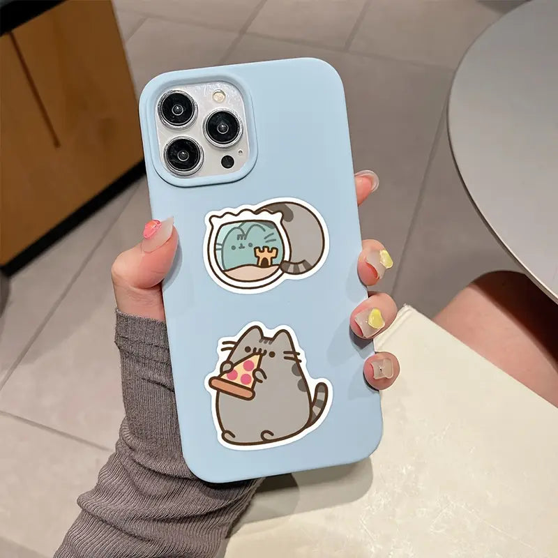 Sticker Master 50’li Sevimli Şişko Kedi Sticker Seti Laptop, Su Şişesi, Kaykay ve Daha Fazlası İçin Renkli PVC Etiketler