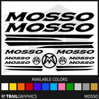 Sticker Master Mosso Bisiklet Kadro Sticker Seti – Su Geçirmez Vinil Etiketler (12 Parça)