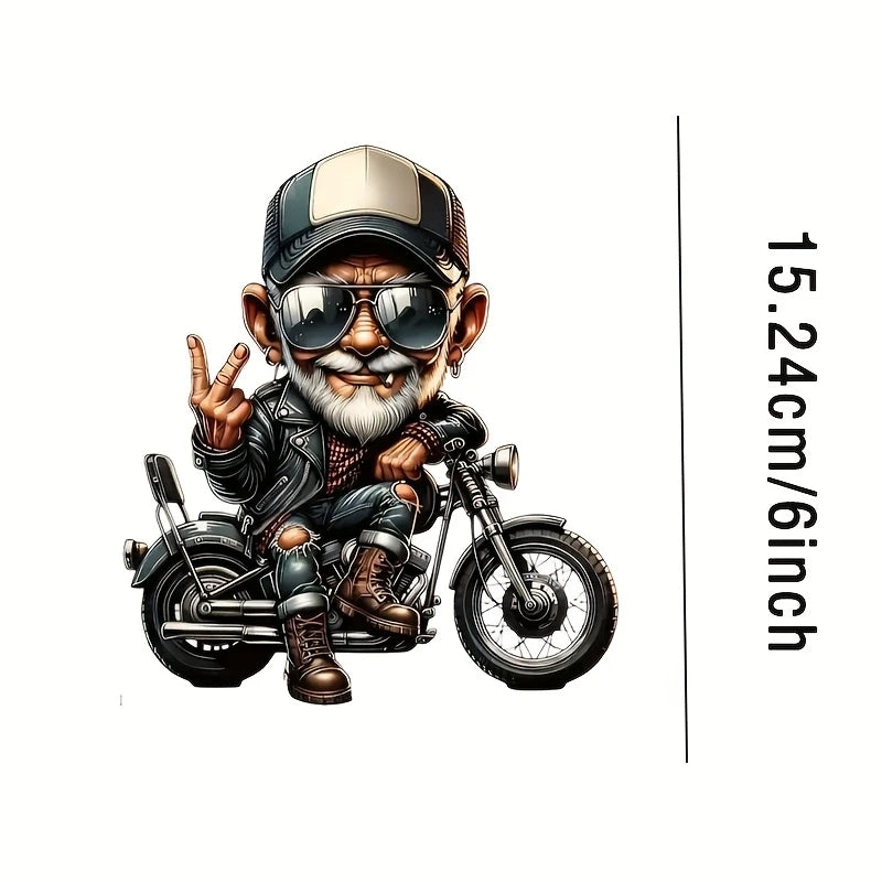 Sticker Master Vinyl Motosiklet Sürücüsü Decal - Motosiklet Stickeri için Şık Karikatür Yaşlı Adam, Parlak Bitiş, Kendinden Yapışkanlı Arabalar, Dizüstü Bilgisayarlar, Duvarlar, Pencereler ve Daha Fazlası İçin, Motosiklet Aksesuarları