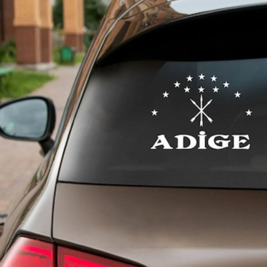 Sticker Master Adige Çerkez Bayrağı Sticker – Araba, Motosiklet, Kask, Laptop ve Cam İçin – 20x15 cm