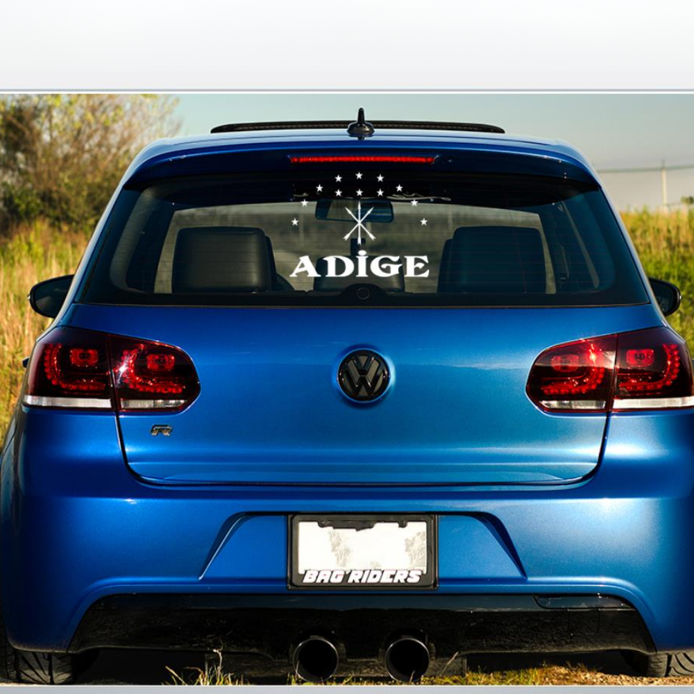 Sticker Master Adige Çerkez Bayrağı Sticker – Araba, Motosiklet, Kask, Laptop ve Cam İçin – 20x15 cm