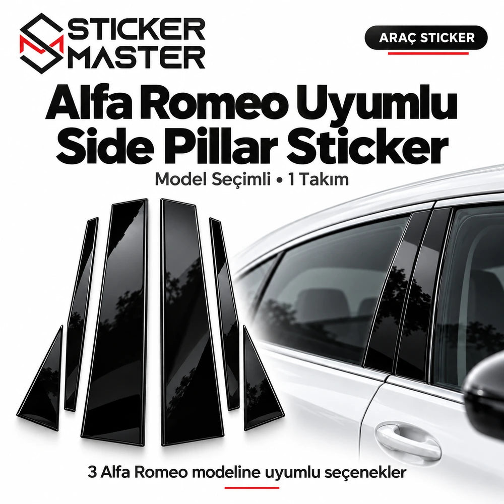 Alfa Romeo uyumlu Side Pillar kapı direği sticker seti Sticker Master ana görsel