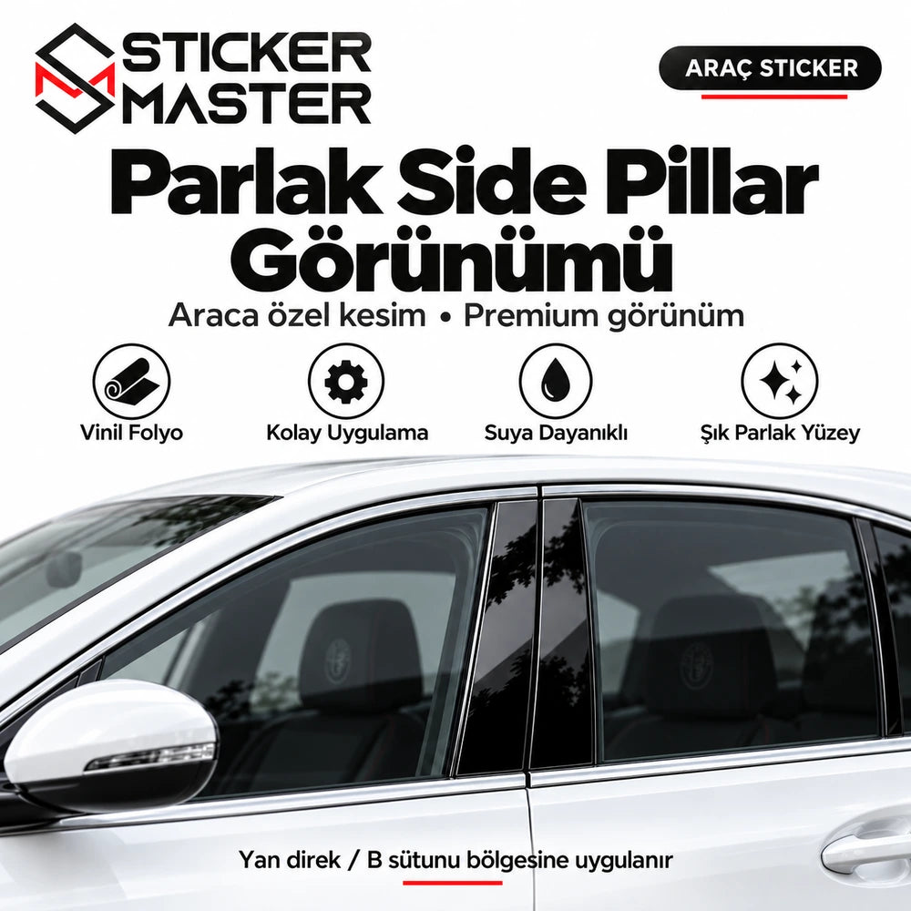 Alfa Romeo Side Pillar sticker B sütunu uygulama örneği ve özellikler