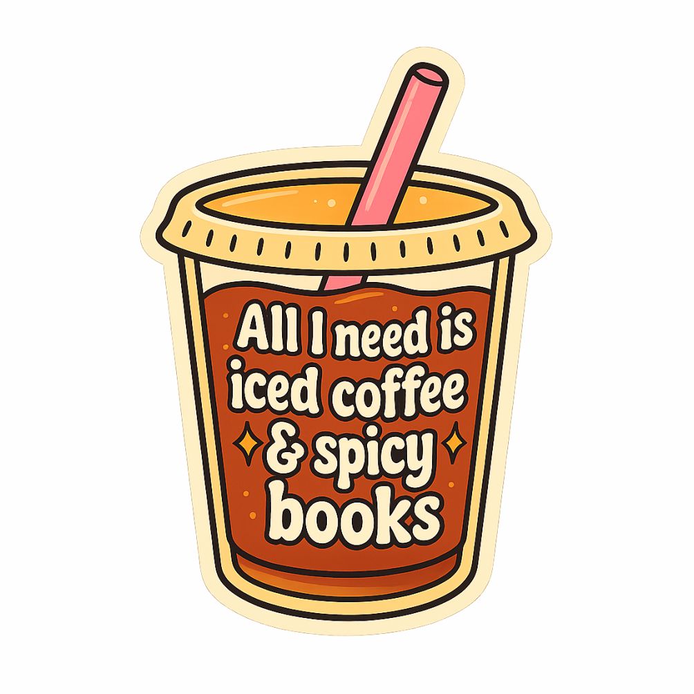 Sticker Master “Tek İhtiyacım Buzlu Kahve & Ateşli Kitaplar” Sticker-3 Adet– 5 cm Su Geçirmez Vinil Çıkartma (Laptop, Kindle, Su Şişesi, Kitap)