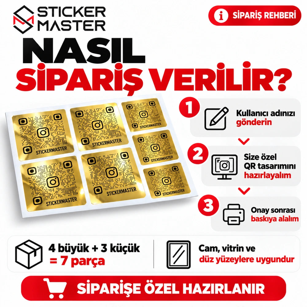 Altın Görünümlü QR Instagram Sticker – kişiye özel Instagram kullanıcı adı sipariş rehberi