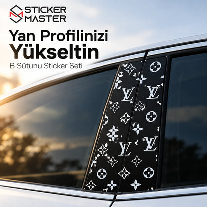 Araç B sütunu monogram desenli sticker seti - ana görünüm