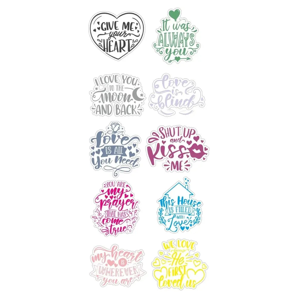 Sticker Master Aşk Temalı Sticker Seti – 10 Adet x 10 cm | Renkli Romantizmin Gücü! Sticker Master