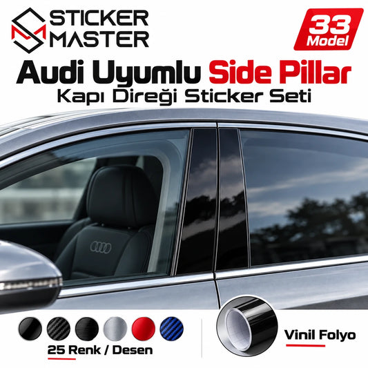 Audi uyumlu Side Pillar kapı direği sticker seti ana ürün görseli