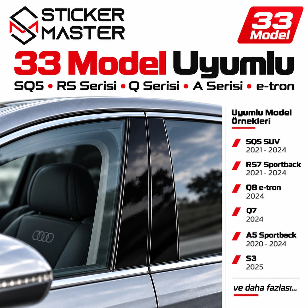 Audi Side Pillar sticker için SQ5 RS Q A ve e-tron dahil 33 araç modeli