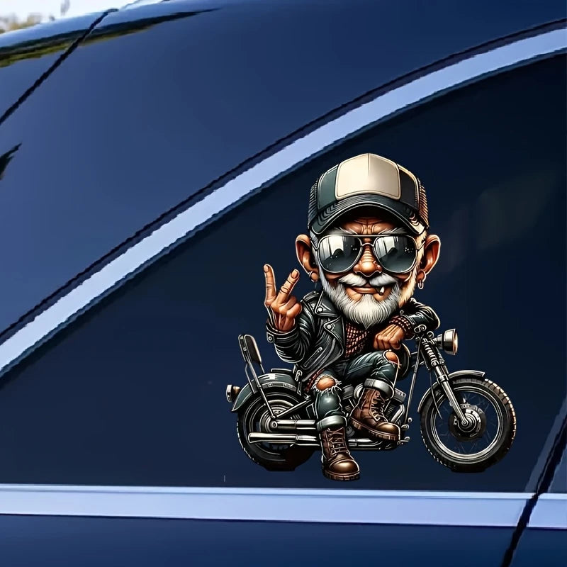 Sticker Master Vinyl Motosiklet Sürücüsü Decal - Motosiklet Stickeri için Şık Karikatür Yaşlı Adam, Parlak Bitiş, Kendinden Yapışkanlı Arabalar, Dizüstü Bilgisayarlar, Duvarlar, Pencereler ve Daha Fazlası İçin, Motosiklet Aksesuarları