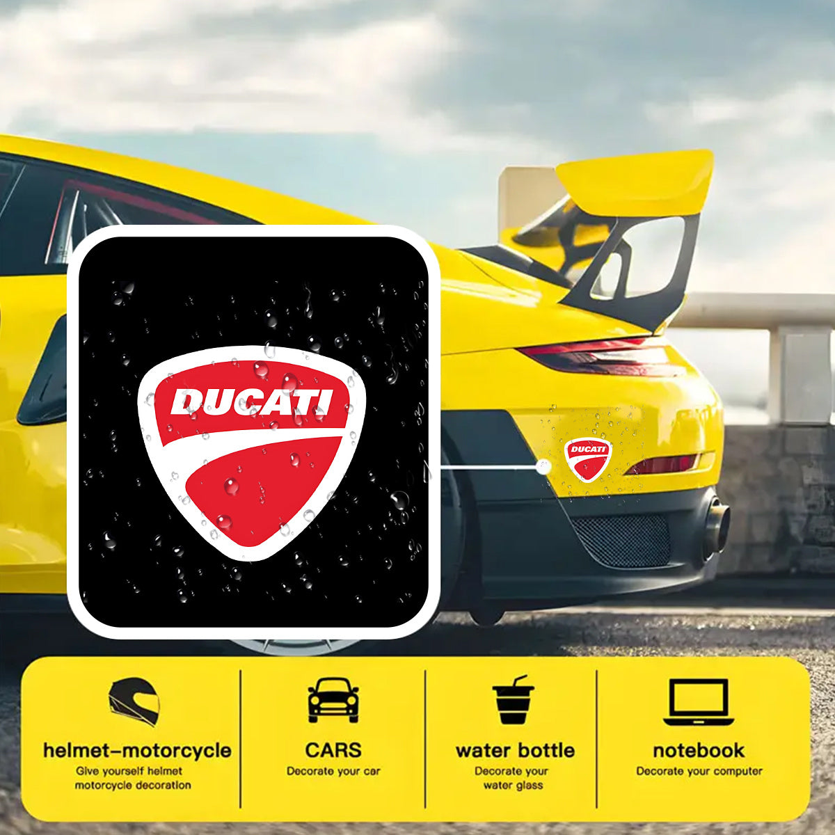 Ducati Mat Siyah Kırmızı Logo Sticker 2’li Set Vinil | Sticker Master