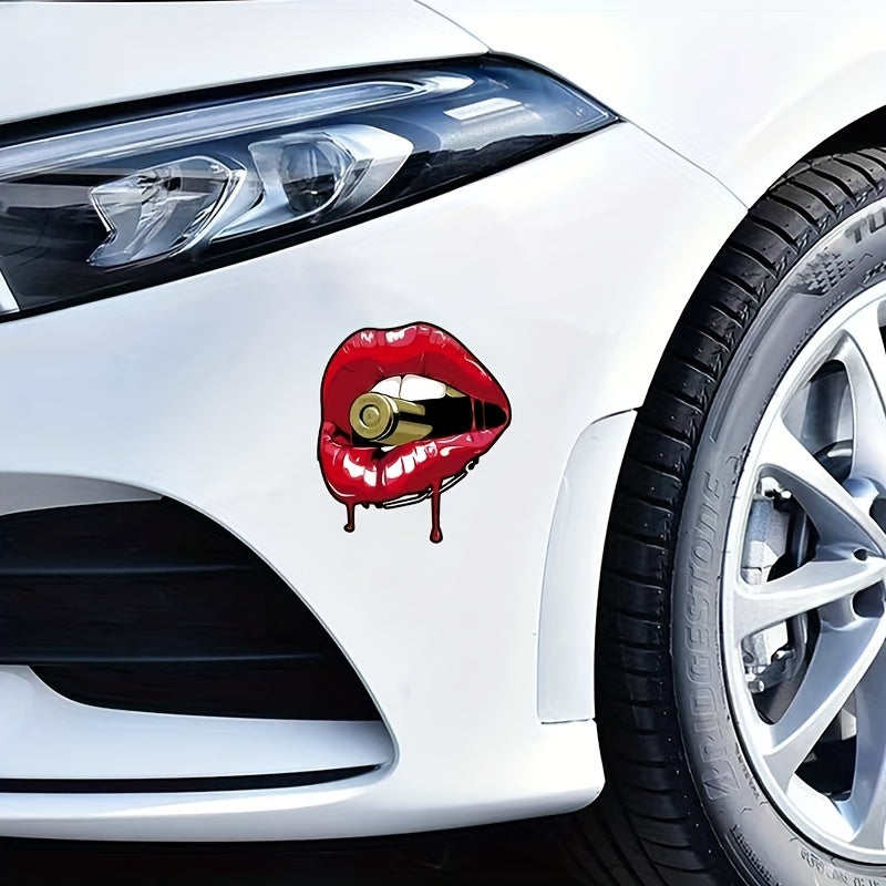 Kanlı Dudak Mermi Sticker Araba Çıkartması - Sticker Master