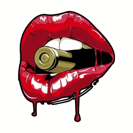 Kanlı Dudak Mermi Sticker Araba Çıkartması - Sticker Master
