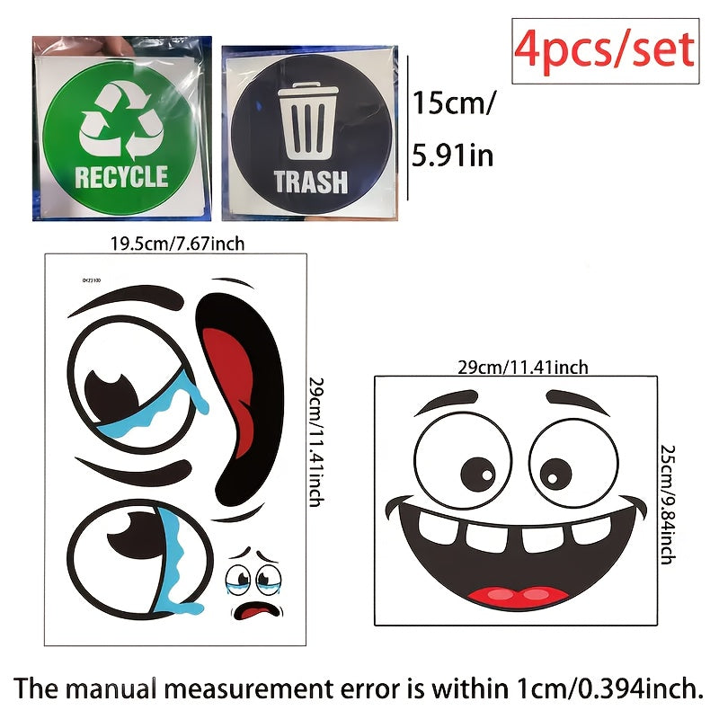 Eğlenceli Çöp Kutusu Sticker Seti Geri Dönüşüm - Sticker Master