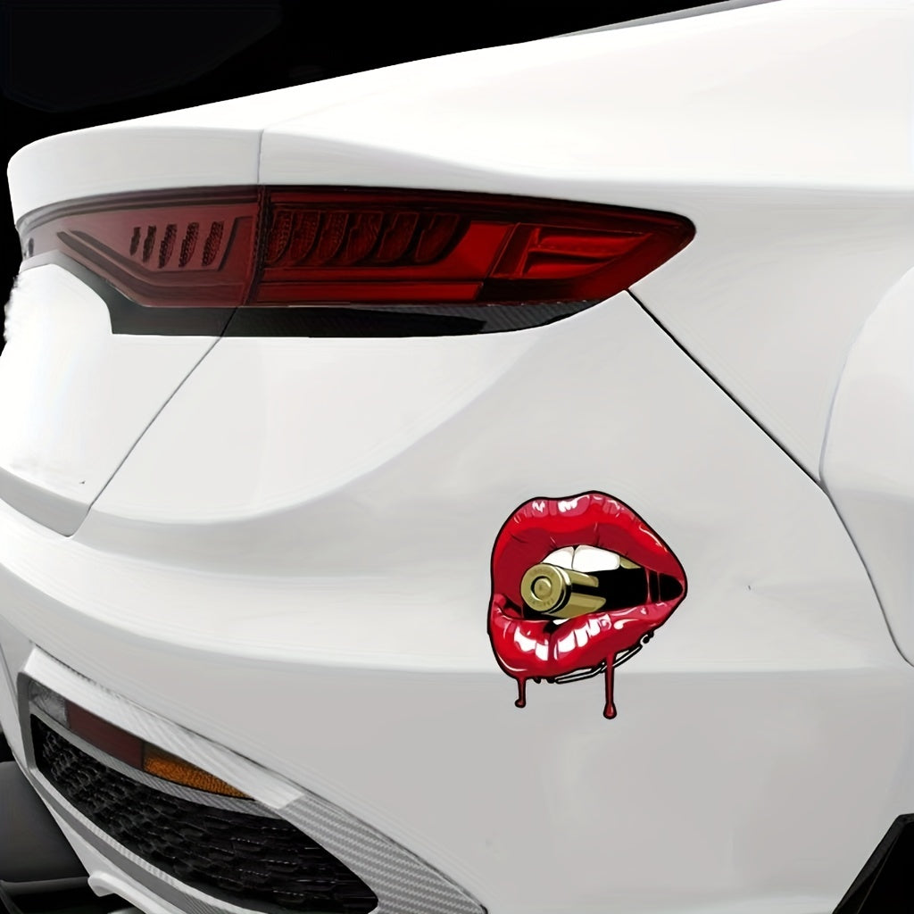 Kanlı Dudak Mermi Sticker Araba Çıkartması - Sticker Master