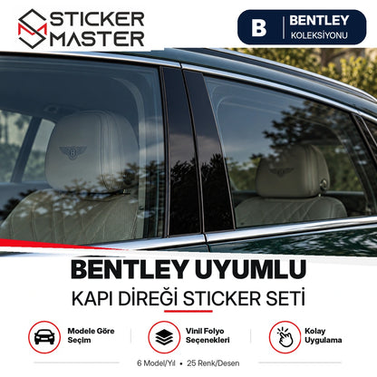 Bentley uyumlu kapı direği sticker seti, B sütunu yakın plan