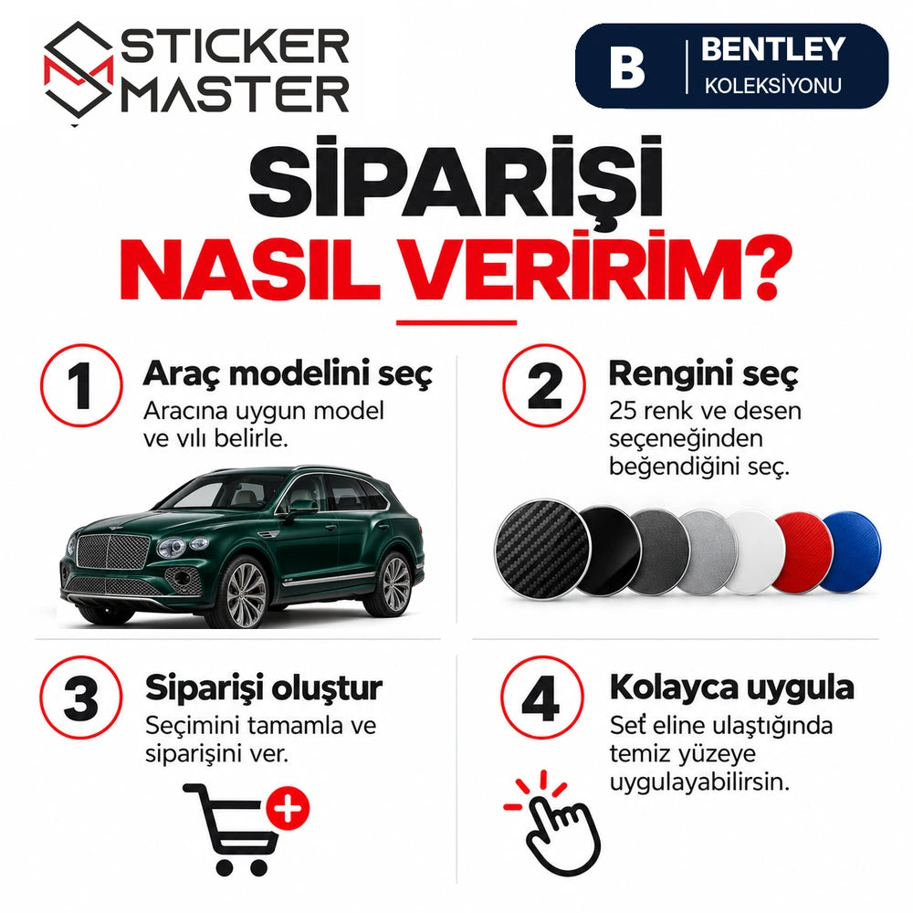 Bentley kapı direği sticker model ve renk seçimi sipariş rehberi