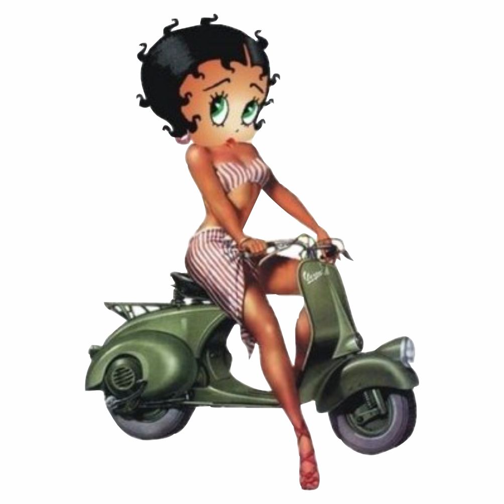 Sticker Master Betty Vespa Sticker Motor, Kask, Laptop, Araba, Oto Araç İçin Dayanıklı Etiket Decal 12 Cm
