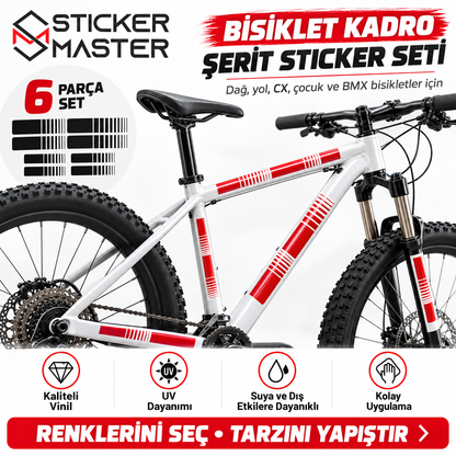 Bisiklet kadro şerit sticker seti 6 parça ana görsel