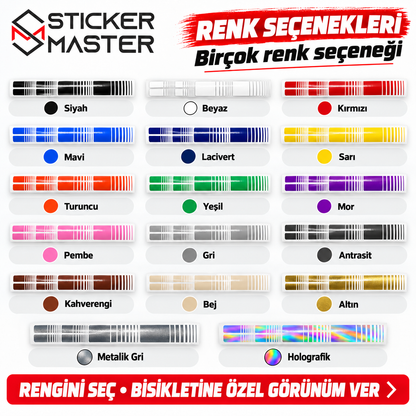 Bisiklet kadro şerit sticker 17 renk seçeneği