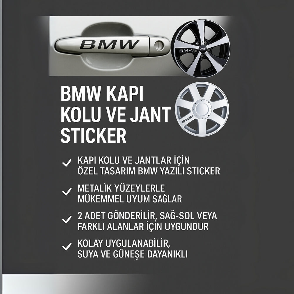 Sticker Master BMW Kapı Kolu ve Jant Sticker – Araba İçin Şık ve Sportif Logo Etiketi (10 Adet)